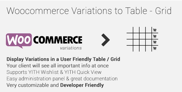 Woocommerce Variations To Table – Grid 1.5.1