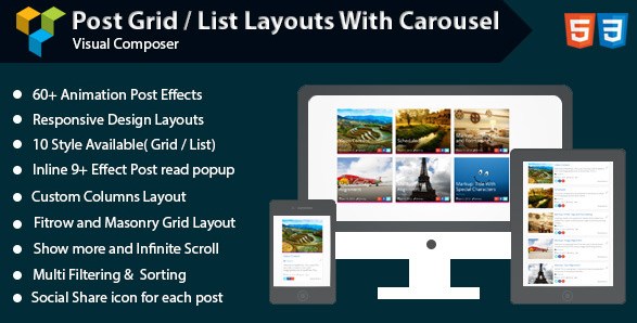 Visual Composer – Post Grid List Layout With Carousel 1.5