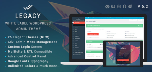 Legacy - White label WordPress Admin Theme 9.6