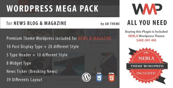 WP Mega Pack for News, Blog and Magazine Plugin 1.0 WP Mega Pack for News, Blog and Magazine Plugin 1.0