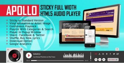 Apollo – Sticky Full Width HTML5 Audio Player Plugin 3.0