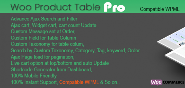 Woo Products Table Pro - Making Quick Order Table 8.0.3