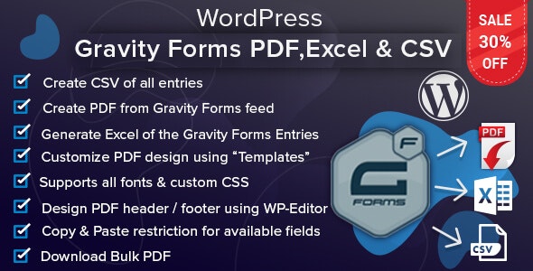 WordPress Gravity Forms PDF, Excel & CSV 1.8.1