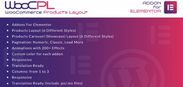 WooCommerce Products Layout for Elementor WordPress Plugin  1.0
