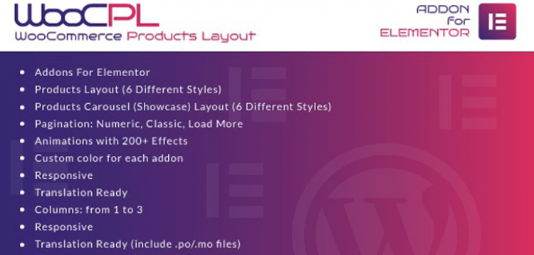 WooCommerce Products Layout for Elementor WordPress Plugin  1.0