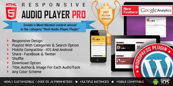 Responsive HTML5 Audio Player PRO WordPress Plugin 3.6