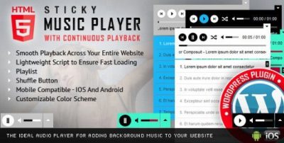 Sticky HTML5 Music Player WordPress Plugin 3.1