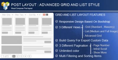 Advance Post Grid List With Custom Filtering For Visual Composer 5.0