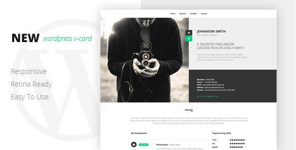NEW Retina Ready WordPress Vcard Theme 1.0.1 NEW Retina Ready WordPress Vcard Theme 1.0.1